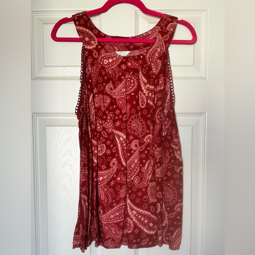 Red Paisley Sleeveless Top